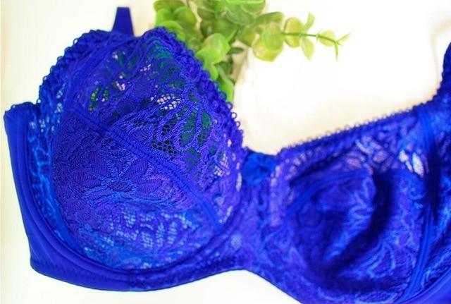 Large Size Bras For Women Flower-Dotted Unlined Underwire Bra Sexy Women Underwear Lace Bralette Lingerie Top  B C D DD E F Cup