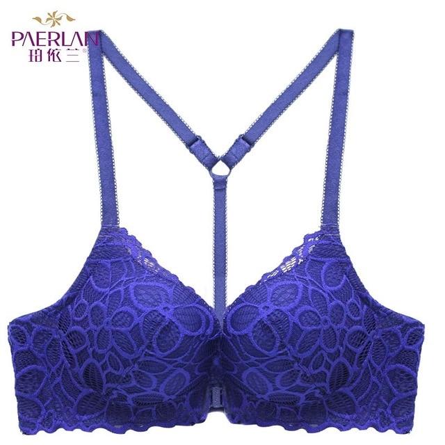 PAERLAN Front Closure Wire Free Lace Floral hit color Seamless bra small chest Push Up Y-shaped sexy back beauty underwear Women