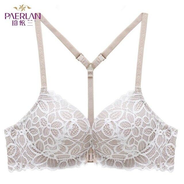 PAERLAN Front Closure Wire Free Lace Floral hit color Seamless bra small chest Push Up Y-shaped sexy back beauty underwear Women