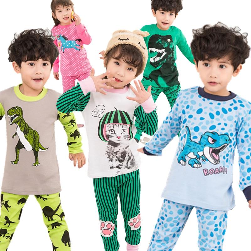 ZFBOZS Autumn Baby kids Boys Sleepwear Pajama Sets 100 % Cotton Dinosaur Printed t-shirt+pants 2pcs Bebes Children's Clothing