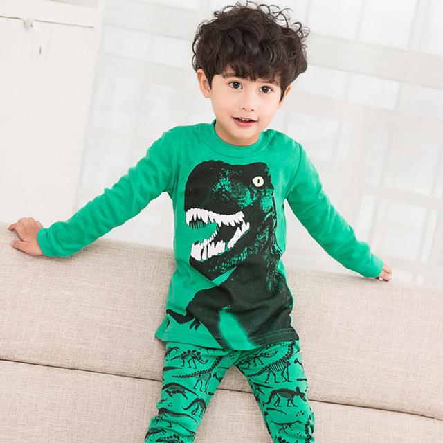 ZFBOZS Autumn Baby kids Boys Sleepwear Pajama Sets 100 % Cotton Dinosaur Printed t-shirt+pants 2pcs Bebes Children's Clothing
