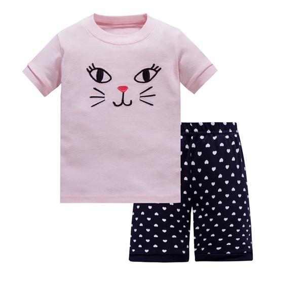 Summer Baby kids Pajamas Set 100% Cotton Children Short Sleeve sleepwear  Cartoon Shark pattern Boys pyjamas girls home suit