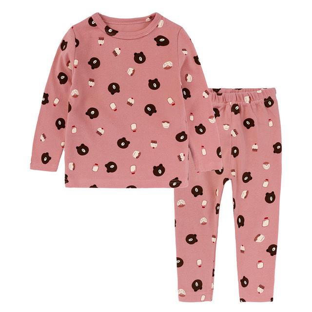 6 Colors Toddler Baby Boys Girls Pyjamas Cartoon Print Pajamas Set Child Nightwear Long Sleeve T shirt + Pants Kids Sleepwear