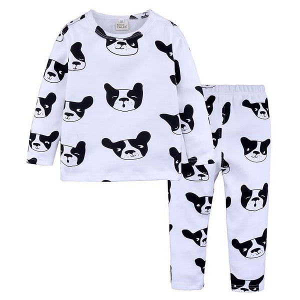 6 Colors Toddler Baby Boys Girls Pyjamas Cartoon Print Pajamas Set Child Nightwear Long Sleeve T shirt + Pants Kids Sleepwear