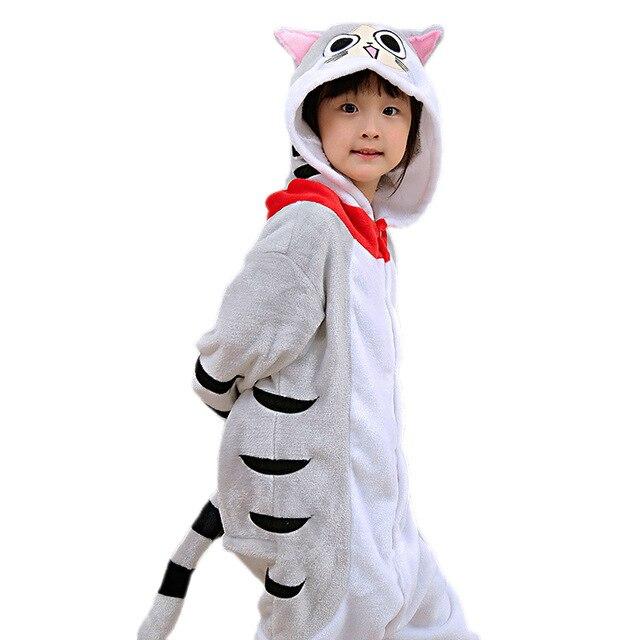EOICIOI New Hooded Children Pajamas Winter Flannel Cartoon Cat   Kids Boys Girls Pijamas Baby Cosplay Pyjamas Sleepwear Onesies