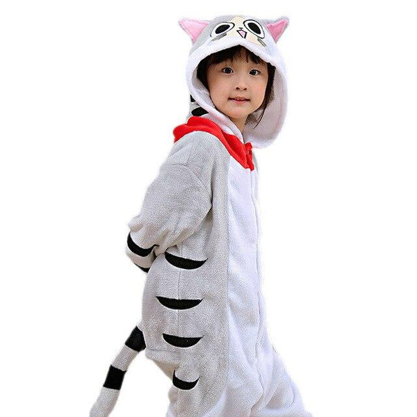 EOICIOI New Hooded Children Pajamas Winter Flannel Cartoon Cat   Kids Boys Girls Pijamas Baby Cosplay Pyjamas Sleepwear Onesies