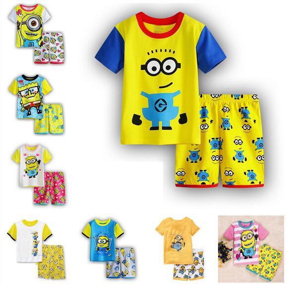 2017 New summer Baby Sleepwears Top quality Suits Boys short Pajamas Children Pyjamas Girls Cartoon Pijamas Kids Clothing set