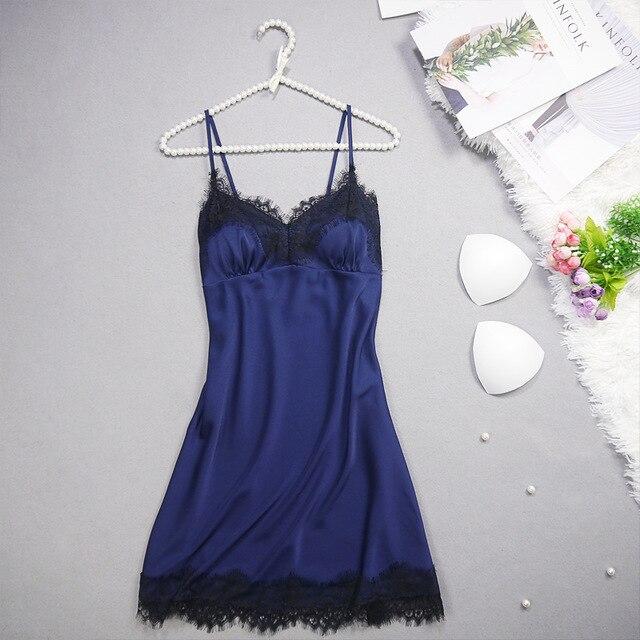 Nightgowns Sexy Mini Women Pijamas Sleepwear V-Neck Babydolls Summer Style Silk Lingerie Lace Dress Robe Pyjamas Women Nighties