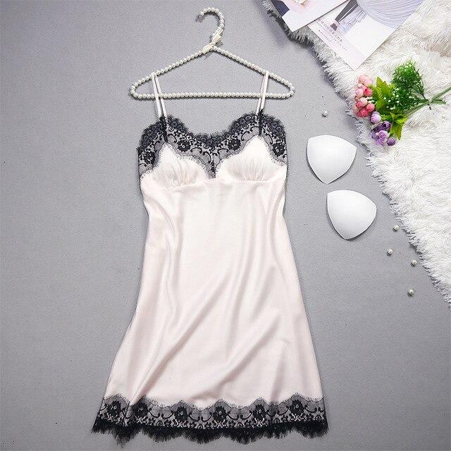 Nightgowns Sexy Mini Women Pijamas Sleepwear V-Neck Babydolls Summer Style Silk Lingerie Lace Dress Robe Pyjamas Women Nighties