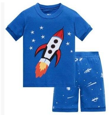Summer Baby kids Pajamas Set 100% Cotton Children Short Sleeve sleepwear  Cartoon Shark pattern Boys pyjamas girls home suit