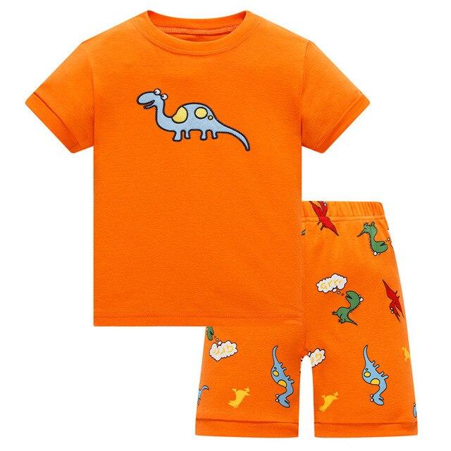 Summer Baby kids Pajamas Set 100% Cotton Children Short Sleeve sleepwear  Cartoon Shark pattern Boys pyjamas girls home suit