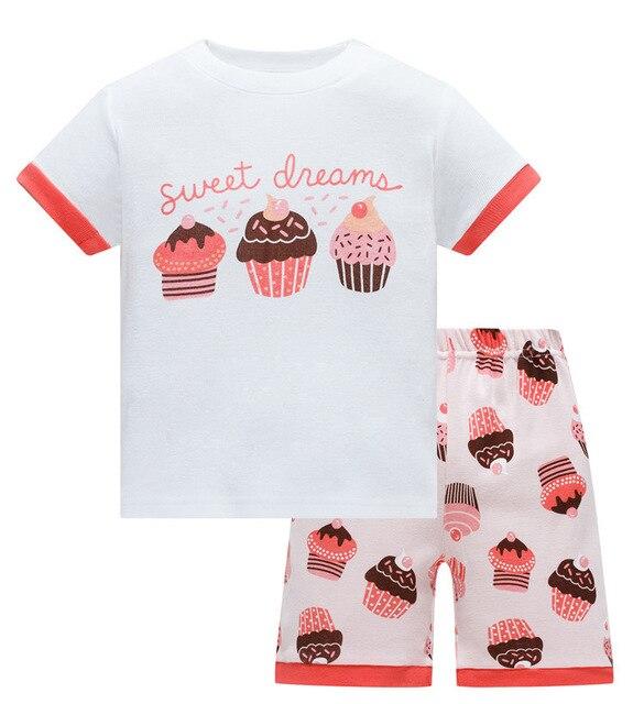 Summer Baby kids Pajamas Set 100% Cotton Children Short Sleeve sleepwear  Cartoon Shark pattern Boys pyjamas girls home suit