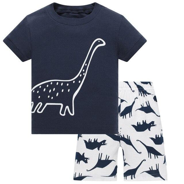 Summer Baby kids Pajamas Set 100% Cotton Children Short Sleeve sleepwear  Cartoon Shark pattern Boys pyjamas girls home suit