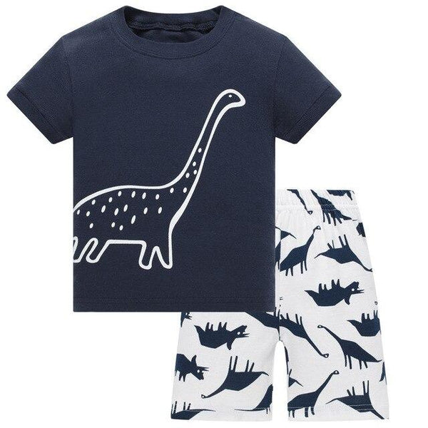 Summer Baby kids Pajamas Set 100% Cotton Children Short Sleeve sleepwear  Cartoon Shark pattern Boys pyjamas girls home suit