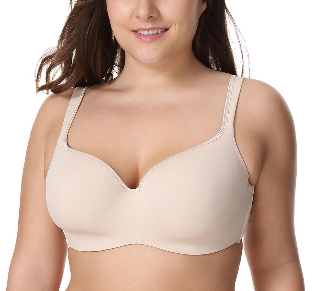 Seemless Full-Coverage Balconette Big Size T-Shirt Bra Blue Blown Pink 34-44 B C D DD E