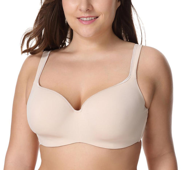 Seemless Full-Coverage Balconette Big Size T-Shirt Bra Blue Blown Pink 34-44 B C D DD E