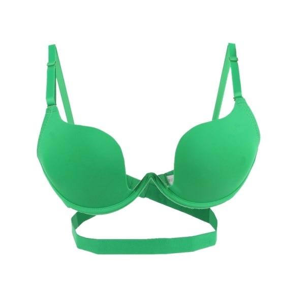 Women Fashion Sexy Bra Deep U Low Cut Super Push Up Backless Bra Solid