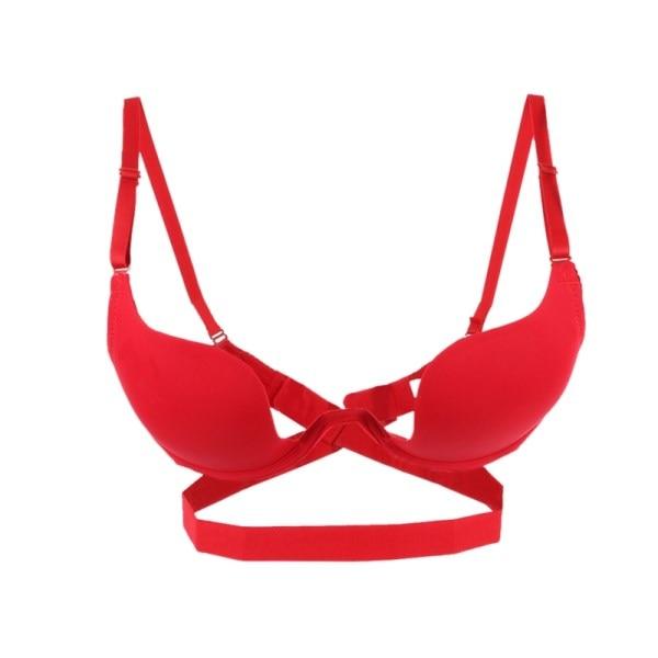 Women Fashion Sexy Bra Deep U Low Cut Super Push Up Backless Bra Solid