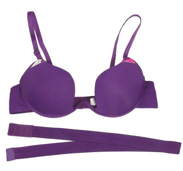 New Hot Sexy Bra Push Up U Plunge Bra Of Underwear Women D Cup Seamless Half Cup Bra And Brief Dress Lingerie Halter Solid Black