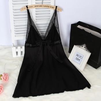 Ladies Sexy Silk Satin Nightgown Lace Nightdress Sleeveless Nighties V-neck Night dress Summer Sleep Dress Nightwear For Women