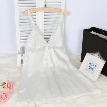 Ladies Sexy Silk Satin Nightgown Lace Nightdress Sleeveless Nighties V-neck Night dress Summer Sleep Dress Nightwear For Women