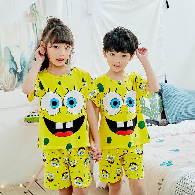 Factory Wholesale Summer 2018 New Children Boys Girls Kids Clothing Sets Cartoon Suit Sleepwear Short Sleeve Cartoon Pajamas Set