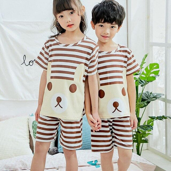 Factory Wholesale Summer 2018 New Children Boys Girls Kids Clothing Sets Cartoon Suit Sleepwear Short Sleeve Cartoon Pajamas Set
