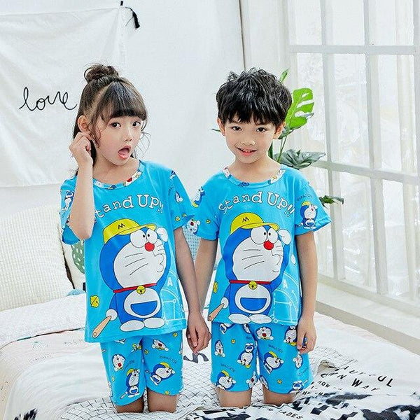 Factory Wholesale Summer 2018 New Children Boys Girls Kids Clothing Sets Cartoon Suit Sleepwear Short Sleeve Cartoon Pajamas Set