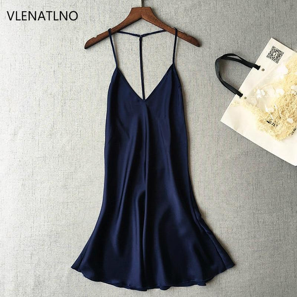 Ladies Sexy Silk Satin Night Dress Sleeveless Nighties V-neck Nightgown Plus Size Nightdress Lace Sleepwear Nightwear For Women