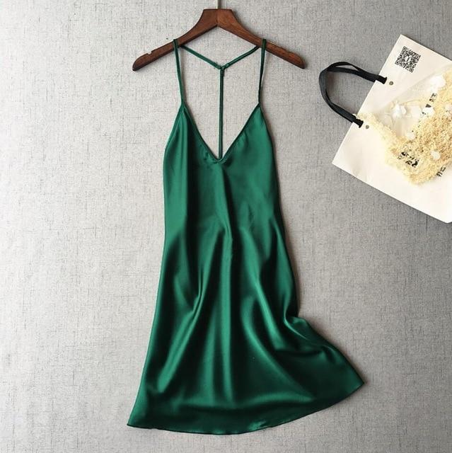 Ladies Sexy Silk Satin Night Dress Sleeveless Nighties V-neck Nightgown Plus Size Nightdress Lace Sleepwear Nightwear For Women