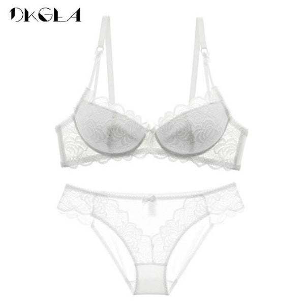 Comfortable Thin Cotton Women Underwear Sexy Bra Set Plus Size C D Cup Embroidery Brassiere Push Up Bras Lace Lingerie Set Black