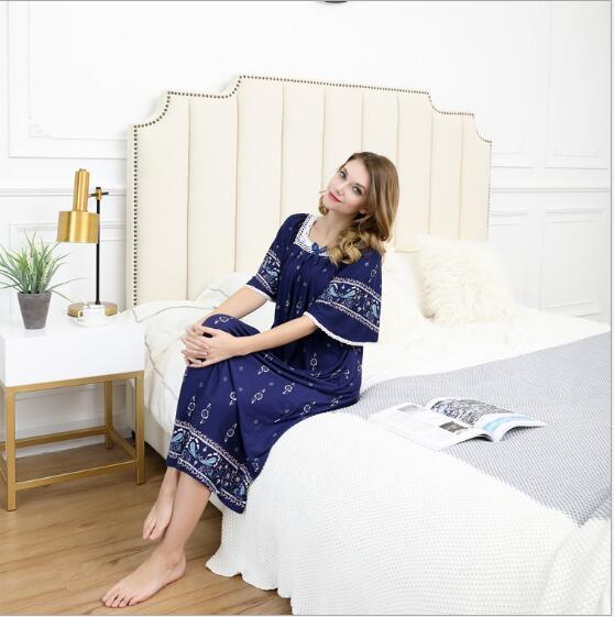 Fdfklak 2018 Summer Nightgown Night Dress Nighties For Women Sleeping Dress Cotton Nightgowns Women Plus Size Sleepwear Q1005