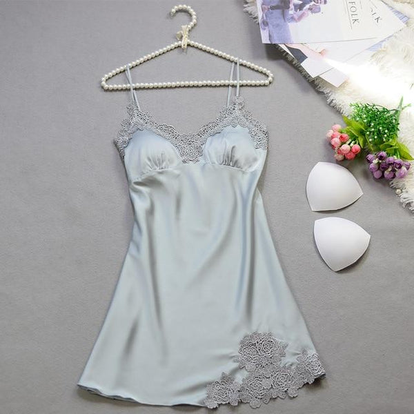 PIGIAMA Sexy Silk Nightgown Women Sleeveless Strap Nightwear Sleepwear Female Lounge Wear Night Dress Home Sleepshirt Nighty