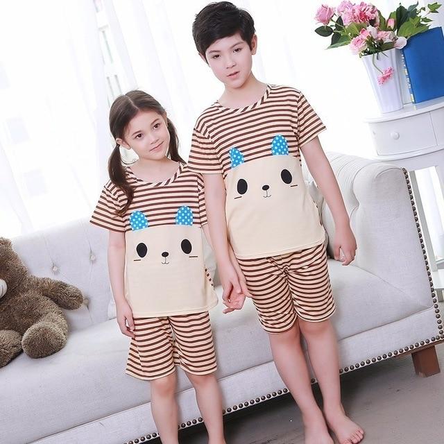 Wholesale 2018 RN-9Children pajamas suit children's clothing girls cartoon casual short-sleeved shorts boys pajamas home service