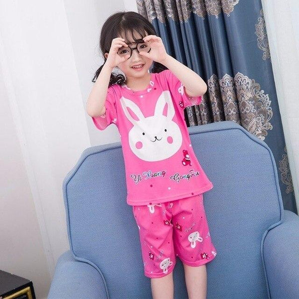 Wholesale 2018 RN-9Children pajamas suit children's clothing girls cartoon casual short-sleeved shorts boys pajamas home service