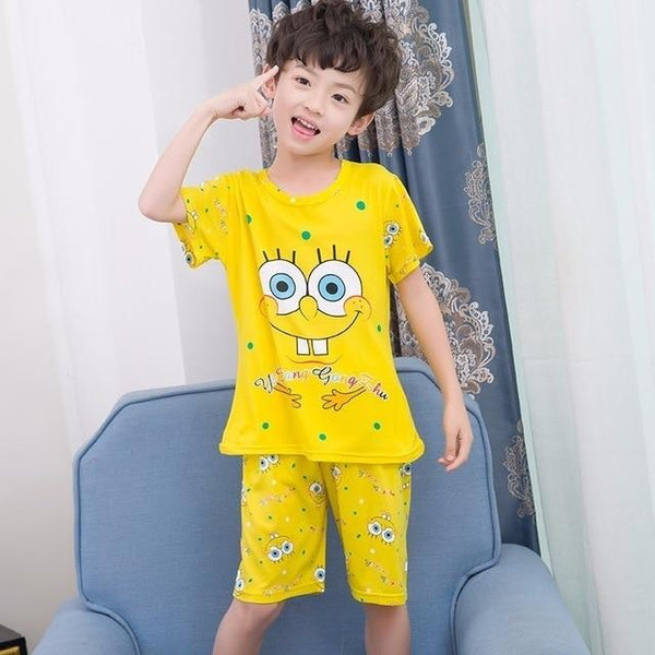 Wholesale 2018 RN-9Children pajamas suit children's clothing girls cartoon casual short-sleeved shorts boys pajamas home service