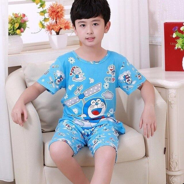Wholesale 2018 RN-9Children pajamas suit children's clothing girls cartoon casual short-sleeved shorts boys pajamas home service