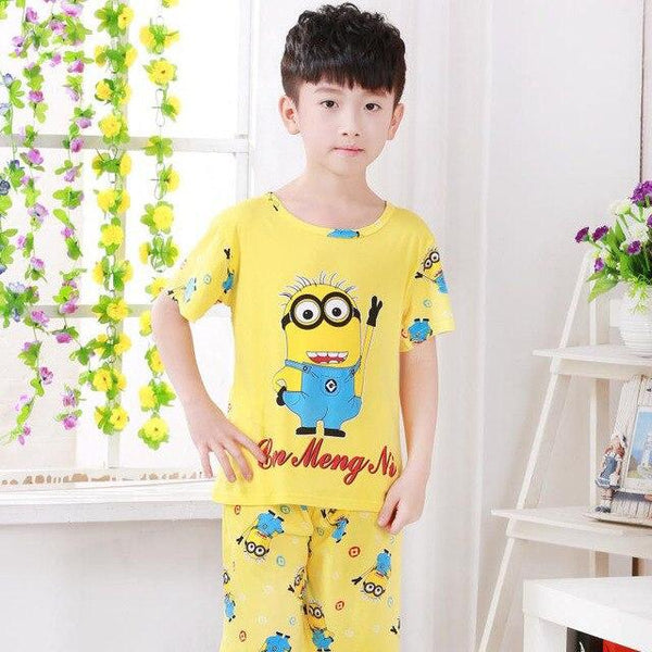Wholesale 2018 RN-9Children pajamas suit children's clothing girls cartoon casual short-sleeved shorts boys pajamas home service