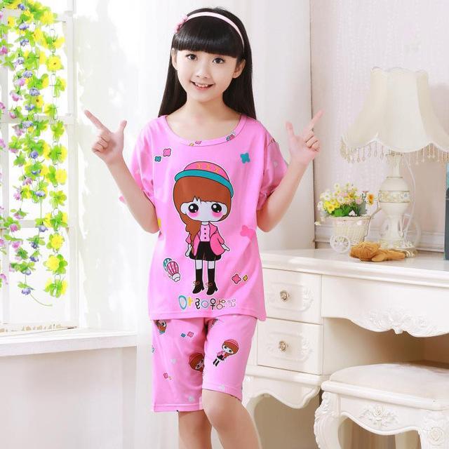 Wholesale 2018 RN-9Children pajamas suit children's clothing girls cartoon casual short-sleeved shorts boys pajamas home service