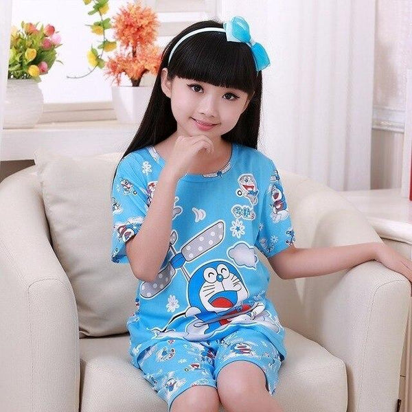 Wholesale 2018 RN-9Children pajamas suit children's clothing girls cartoon casual short-sleeved shorts boys pajamas home service