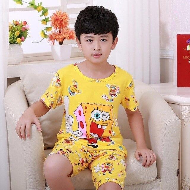 Wholesale 2018 RN-9Children pajamas suit children's clothing girls cartoon casual short-sleeved shorts boys pajamas home service