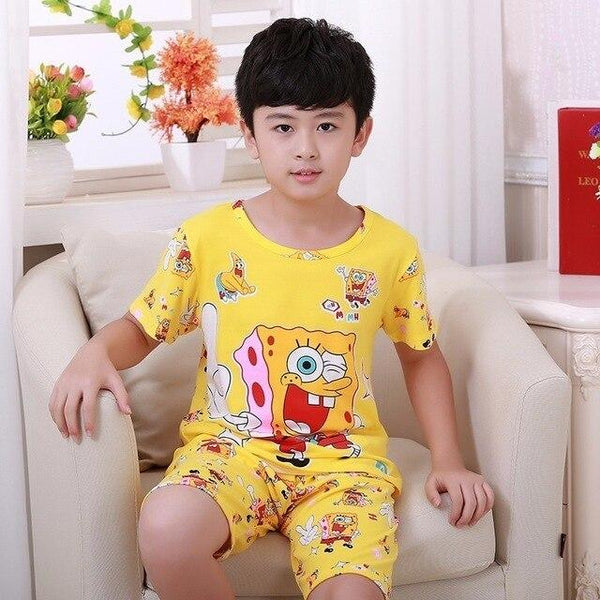 Wholesale 2018 RN-9Children pajamas suit children's clothing girls cartoon casual short-sleeved shorts boys pajamas home service