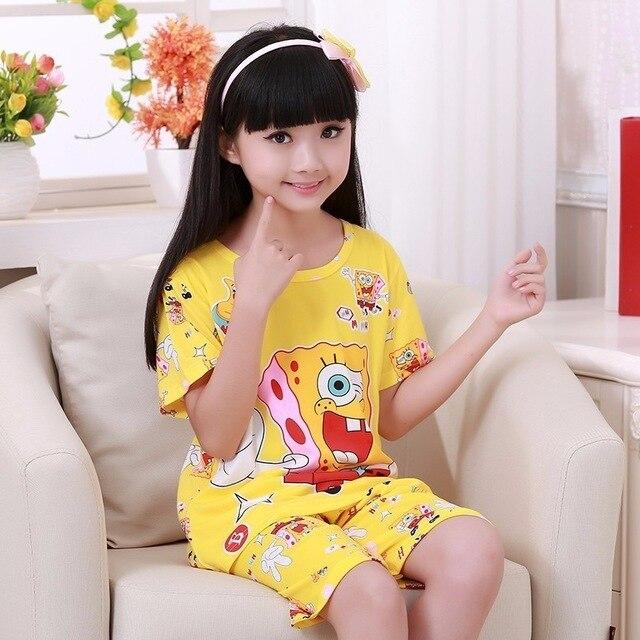 Wholesale 2018 RN-9Children pajamas suit children's clothing girls cartoon casual short-sleeved shorts boys pajamas home service
