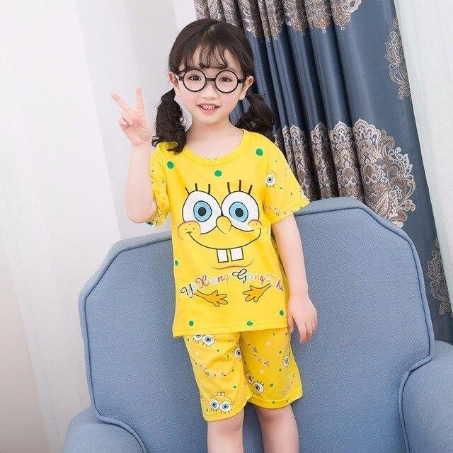 Wholesale 2018 RN-9Children pajamas suit children's clothing girls cartoon casual short-sleeved shorts boys pajamas home service