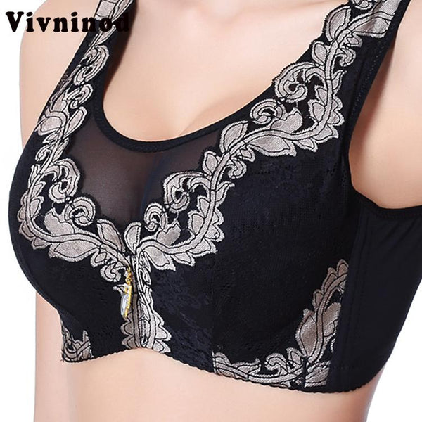 Women's Sexy lace vest black red bra plus size bralette thin full cup brassiere soft comfort push up size bra 85 90 95 100 B C D