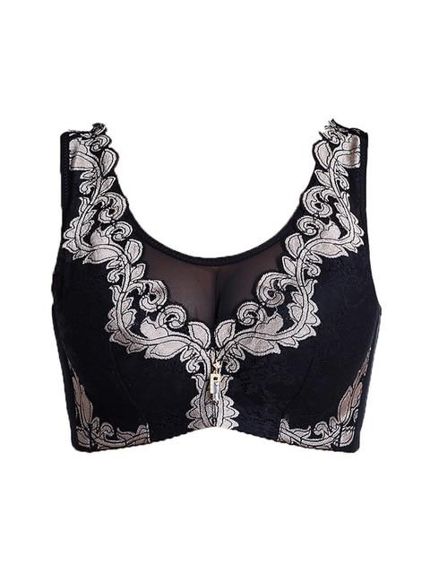 Women's Sexy lace vest black red bra plus size bralette thin full cup brassiere soft comfort push up size bra 85 90 95 100 B C D