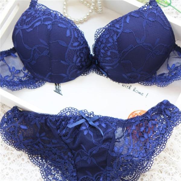 Woman Lace Sexy Floral Push-Up Panties Hollow Sweet Transparent Comfy Fit Bowtie Underwear Sleepwear Bra Sets