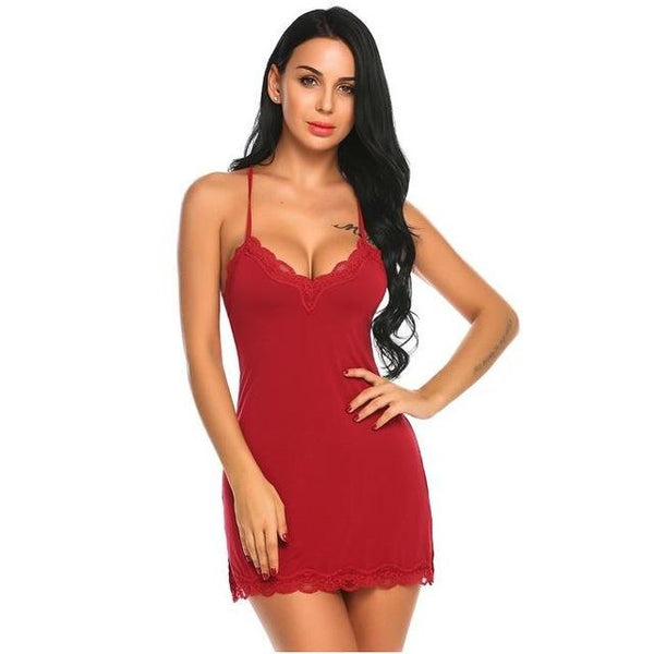 Avidlove Nightgown Women Lace Nightwear Backless Sleepwear Sexy V Neck Nightie Plus Size Sleeveless Nightdress Lady Home Clothes
