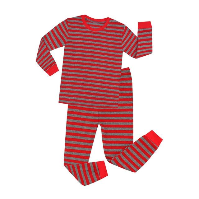TINOLULING kids dark blue gray striped pajamas children red white stripe sleepwear chirstmas pyjamas boys girls pijamas for 1-8T