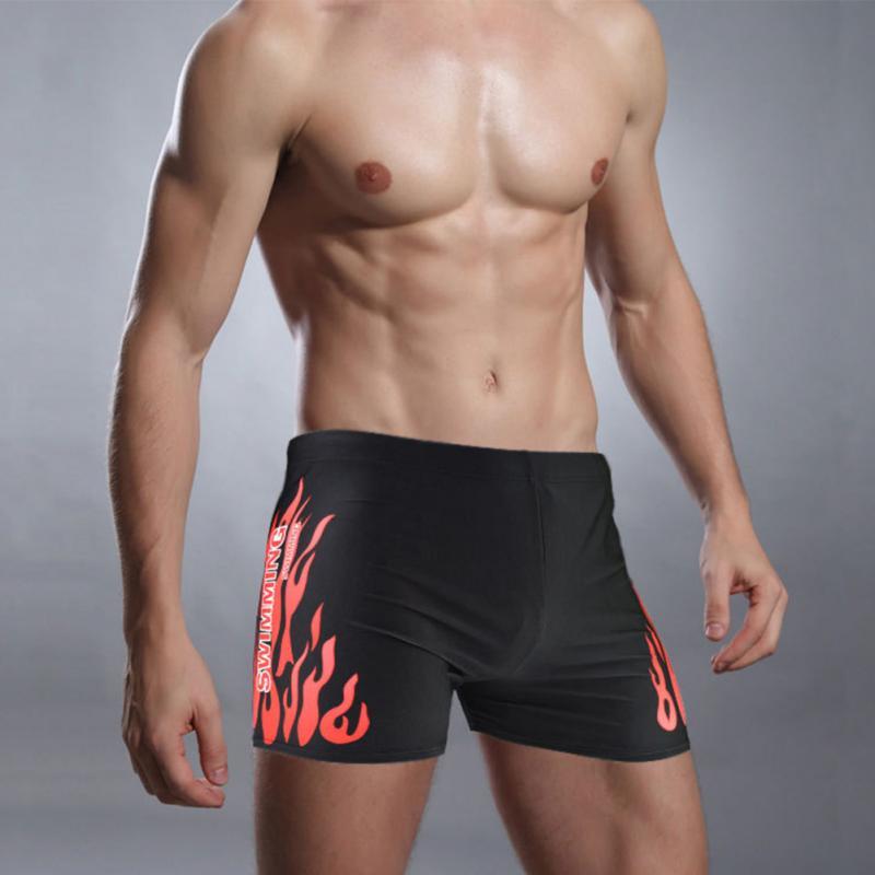 2018 New Arrivie Swimwear Men Swimming Trunks Hot Swimsuits Boxer Shorts Flame Print Swim Suit Beach Shorts Wear